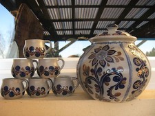 SERVICE PUNCH GRES ALLEMAND  Gravé et peint sur Fond gris