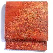 Kimono japonais 1639 Nagoya Obi soie karaori rouge doré