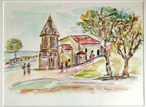 Aquarelle eglise saint eloi - aquarelle,