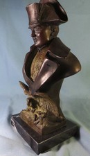 RARE ANCIEN GRAND BEAU BUSTE STATUE NAPOLÉON Ier MÉTAL SIGNÉ BARYE FILS H34 cm