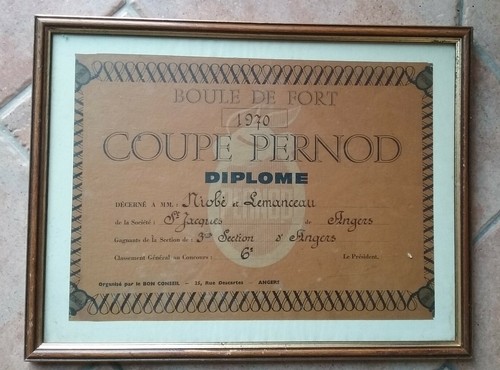 Ancien diplome coupe pernod - diplome,