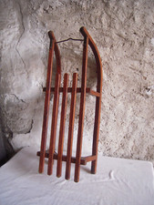 ANCIENNE LUGE DAVOS EN BOIS + CORDAGE - VINTAGE -