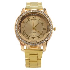 Montre en Or Rose Montre À Quartz Strass Robe de Femme de Luxe Montres-Brac3733