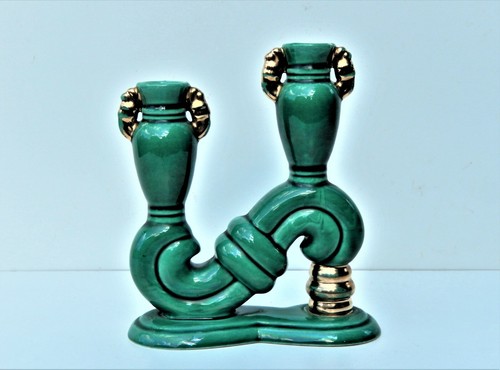 Ancien bougeoir double vert -  ancien,