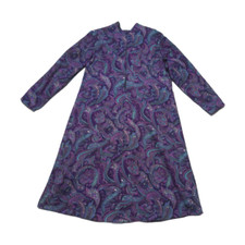 ROBE VINTAGE ANNÉES 60/70 IMPRIMÉ CACHEMIRE VIOLET D'ORIGINE FRANÇAISE