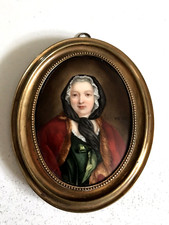 Ecole Française XIXème miniature sur porcelaine Françoise de Graffigny