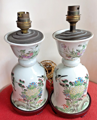 Paire lampes porcelaine - paire,