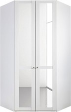 Armoire D'Angle Newport 120x120cm Blanche Avec Éclairage Miroir Hauteur