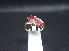 Bague en or jaune 750/ème de 3.57g, rubis, diamant  / Bijoux d'occasion