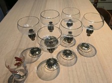 Lot 6 Verres A Pied Peint A La