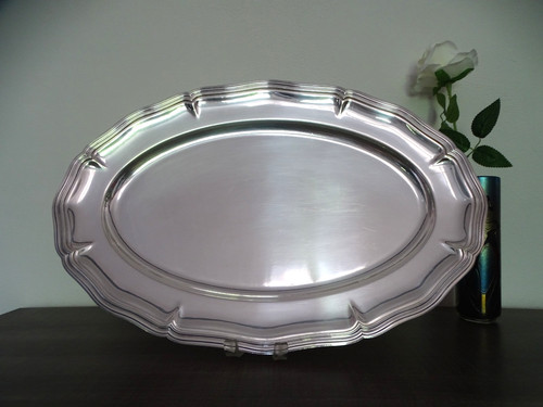 Plat ovale métal argenté