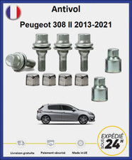 Ecrous antivol de roues Peugeot 308 2007-2013 (4 écrous + 2 clefs + 4 caches)