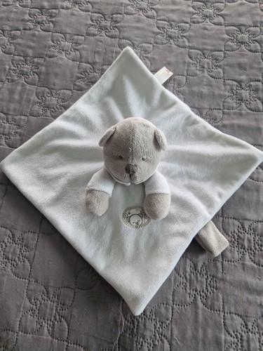 Doudou plat ours gris - plat, blanc