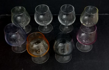 lot de 8 verres à liqueur vintage, verre coloré