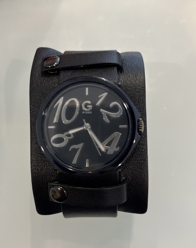 Guess black leather watch - g,