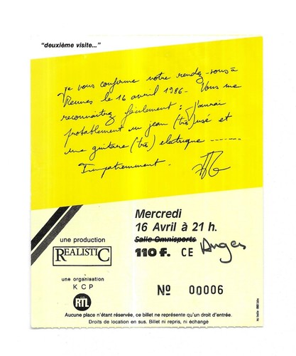 Rare ticket billet - billet, concert