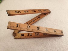 Ancien mètre  bois et bronze laiton Lufkin No.T52D - boxwood Buis Règle Outils