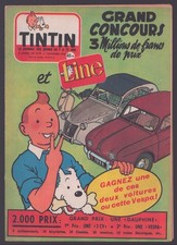LE JOURNAL TINTIN N°419 . 1956 + COUVERTURE HERGE / TINTIN + FLYER CONCOURS  .
