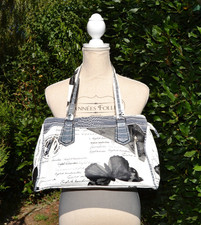 Superbe sac a main bandouliere noir blanc papillon  femme neuf