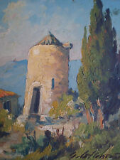 G.LEFLORENTIN ECOLE PROVENCALE XX°s HUILE SUR PANNEAU "MOULIN" PEINTURE ORIGINAL