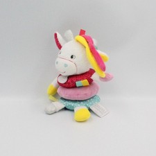 Doudou et compagnie vibrant girafe anneaux blanche rose verte - 25431