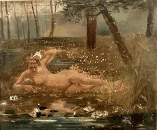 Tableau Peinture Huile Sur Panneau De Bois Signée XIXe