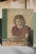 tableau peinture H/T portrait de jeune fille signé bas droite.