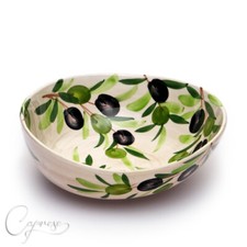 Bassano Céramique Bol 20 CM Olive Motif D'Italie Neuf à la Main Peint