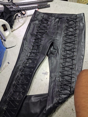 Pantalon cuir capri - cuir, à