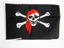 DRAPEAU PIRATE FOULARD ROUGE 45x30cm - PAVILLON CORSAIRE AVEC BANDANA 30 x 45 cm