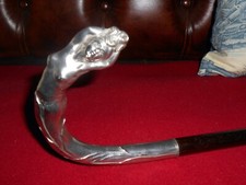 CANNE POMMEAU DECOR FEMME DENUDÉE ARGENT  MASSIF