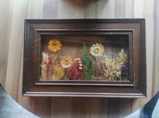 Tableau vintage à poser de fleurs séchées en transparence, made in Brazil