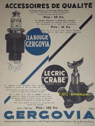 Publicite 1932 bougie cric - publicite,
