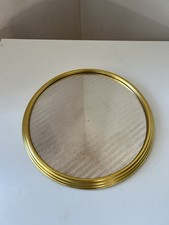 Plateau miroir rond chromé doré vintage 1950