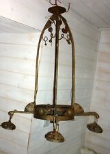 MONTURE DE LUSTRE ART DECO pour TULIPE PATE DE VERRE MULLER LAMPE 1920 Fer forgé