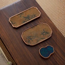 Plateau à thé en noyer sculpté main style chinois imperméable vintage petit