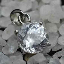 Naturel 30 CT Certifié Saphir Blanc Ample Pierre Précieuse 925 Argent Suspendue