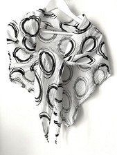 FOULARD Triangulaire 100% COTON Blanc motif NOIR !