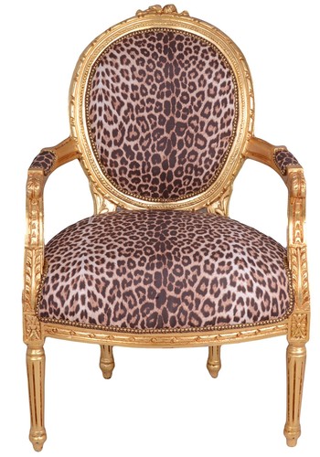 Fauteuil baroque léopard - baroque, or