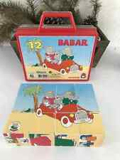 6⚜️ Jouet Boite à Cubes 12 Cubes Babar Dujardin Complet