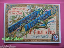 1 ANCIENNE ETIQUETTE PARFUM A L'IRIS BLANC/ANTIQUE PERFUME LABEL FRENCH PARIS