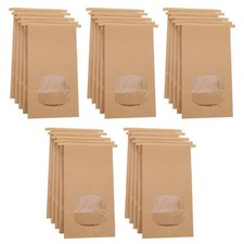 25 Sachets en Papier Kraft Marron avec Fenetre Résistant à l'huile Sachet Ali...