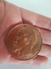 GROSSE MEDAILLE EN CUIVRE NAPOLEON III LYCEE IMPERIAL ST LOUIS 1858