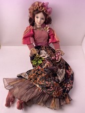 Grande Poupée Porcelaine Yeux Sulfure Signée Cornaline 