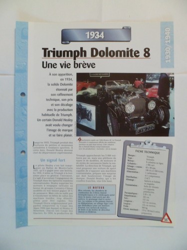 Carte fiche auto triumph - auto,
