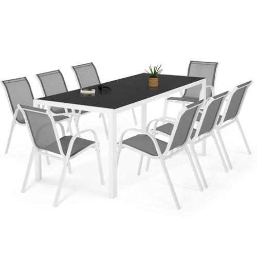 Salon jardin blanc gris - blanc,