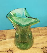 RARE Grand pichet verre soufflé forme organique irrégulière vintage