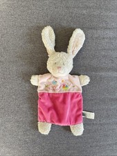 DOUDOU LAPIN TEX BABY ROSE ET FUSHIA PLAT TETE BLANCHE TEX