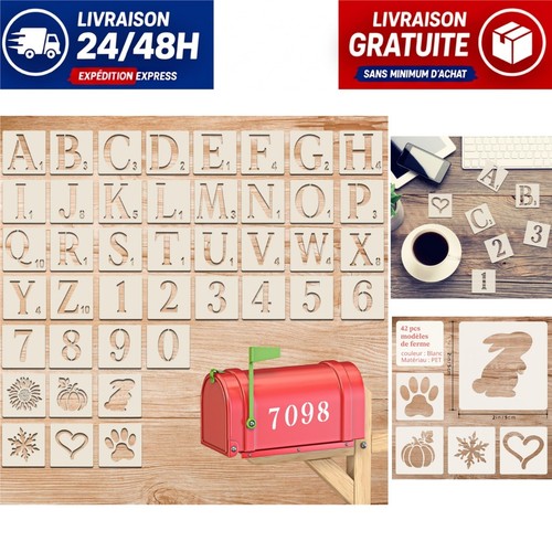 Pochoirs lettres chiffres - 42,