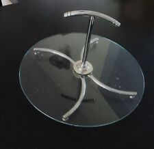 ANCIEN PLATEAU A FROMAGES VINTAGE EN VERRE ET METAL ARGENTE